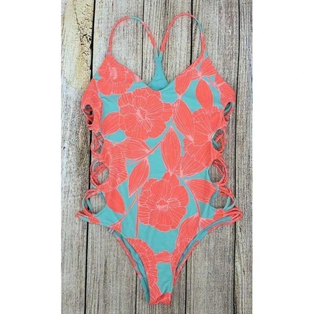 Body Glove Smoothies Crissy Swimsuit Size Large One Piece‎ Tikahau Cut Out Sides
